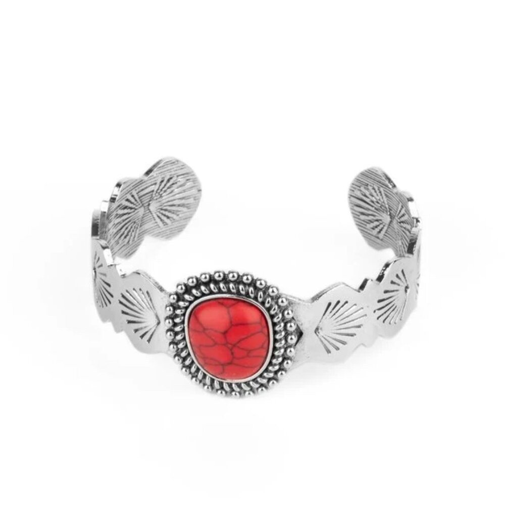 Paparazzi Oceanic Oracle Red Crackle Cuff Bangle Bracelet